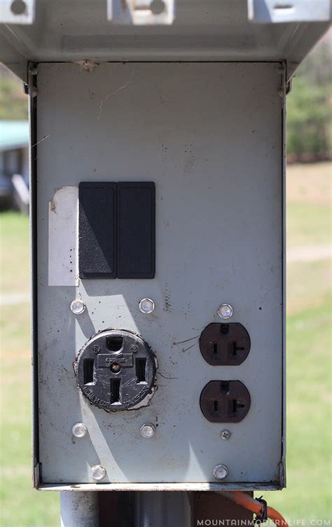 camper electrical hookup enclosure|most common rv electrical plug.